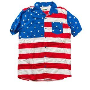 Tipsy Elves American Flag Button Down Shirt Men's Size XL Patriotic, Americana